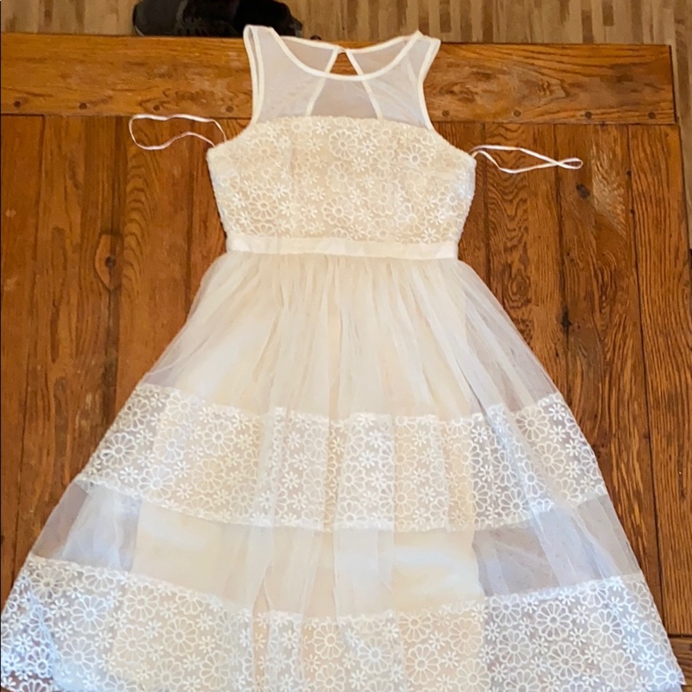 White Dress Floral Accents